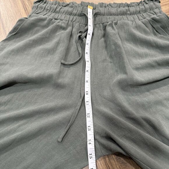 Anrabess Linen Blend Loose High Waist Wide Leg Crop Pants Women Size Medium - Picture 7 of 8